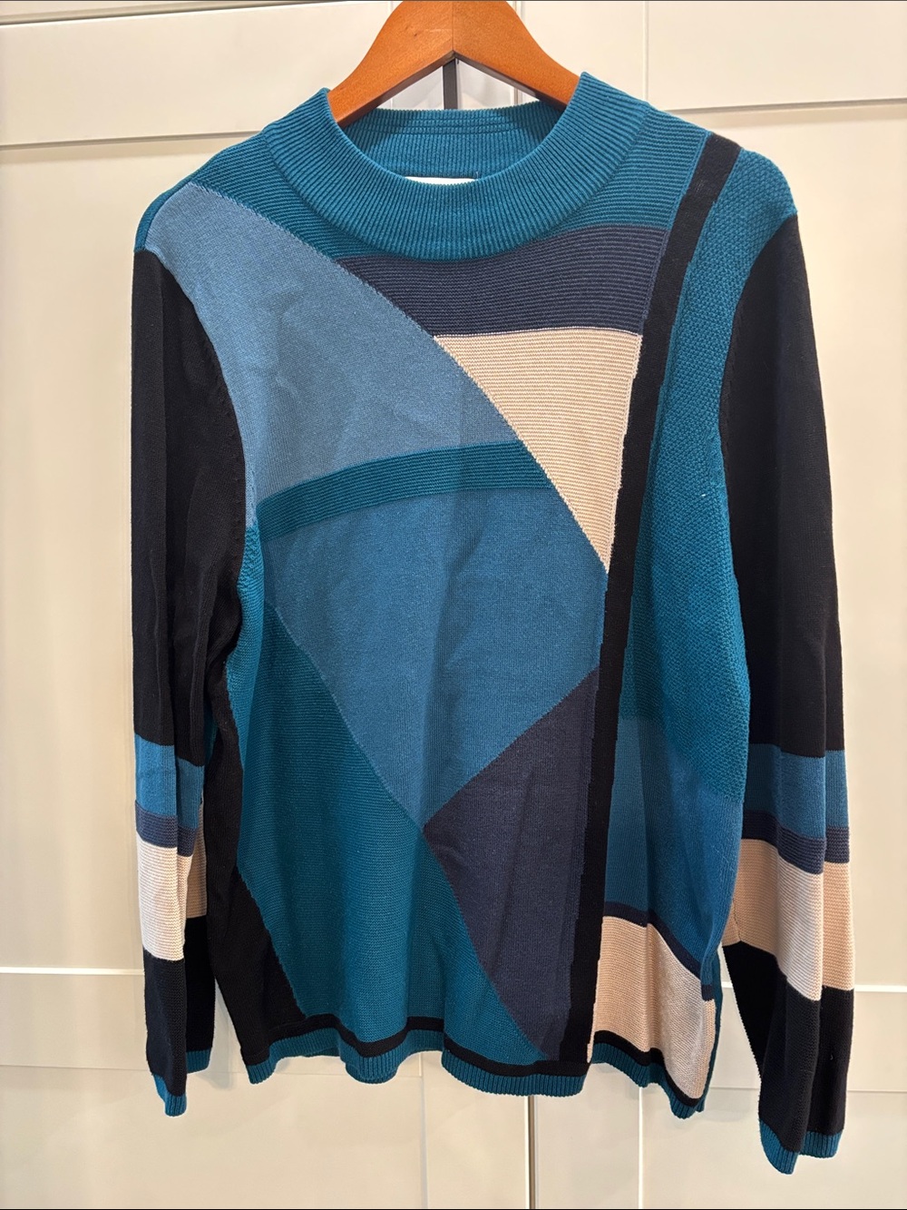 Cotton blend Blue Geometric Crewneck Sweater - Women